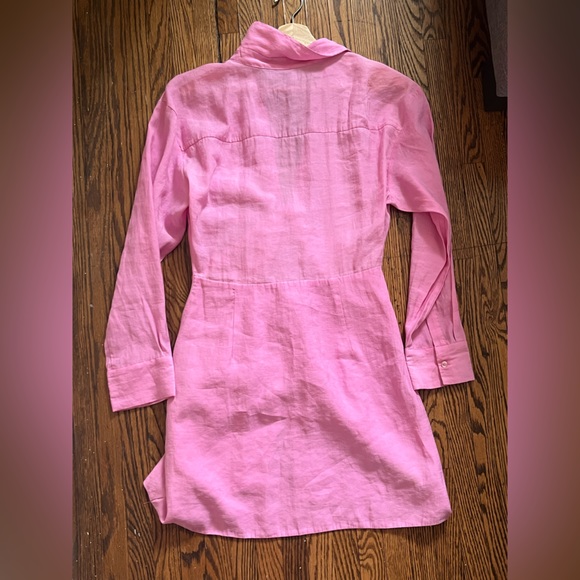 Large zara pink dress with slit and deep V neck - Picture 3 of 3